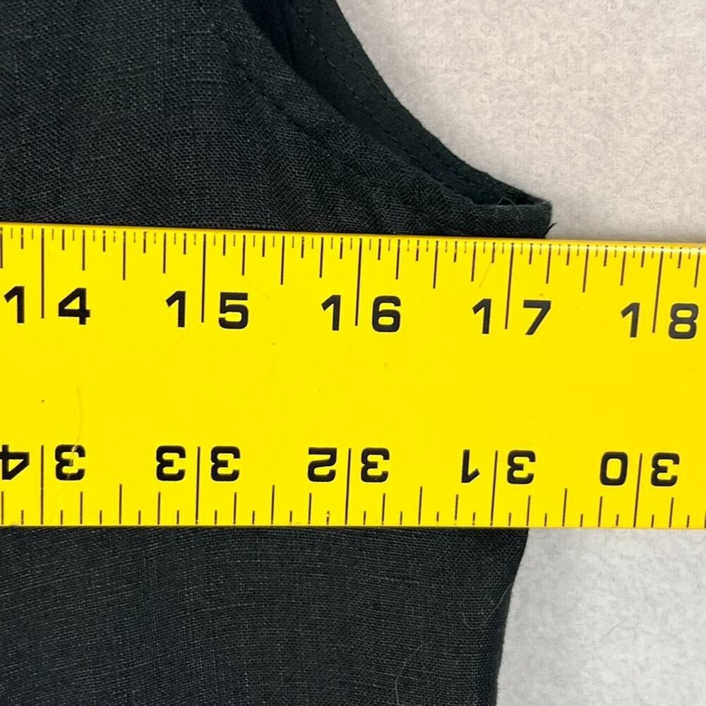 J.Jill Shift Tank Dress Women's Size XS Black 100% Linen Pleated V-Neck - Picture 12 of 15